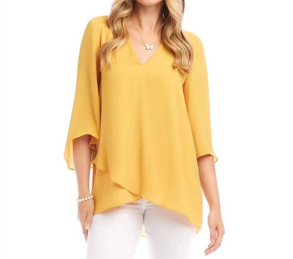 NEW KAREN KANE bracelet sleeve asymmetric top in yellow